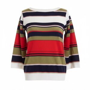 Vintage Boatneck Striped Wide Sleeve Light…
